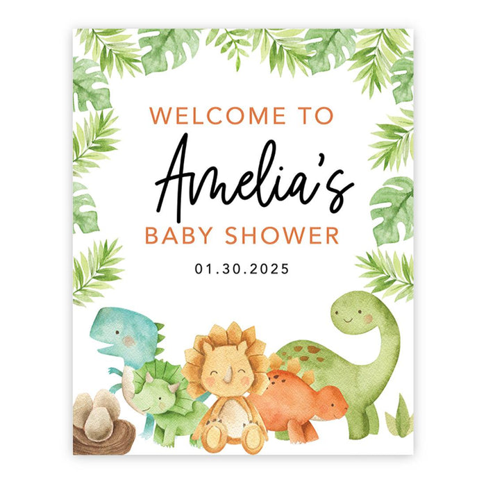 Custom Adventure Baby Shower Sign: Woodland Animals Theme-Set of 1-Andaz Press-Baby Dinosaurs-