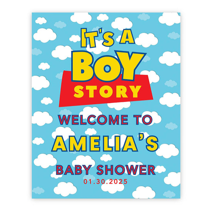 Custom Adventure Baby Shower Sign: Woodland Animals Theme-Set of 1-Andaz Press-It's a Boy Story-