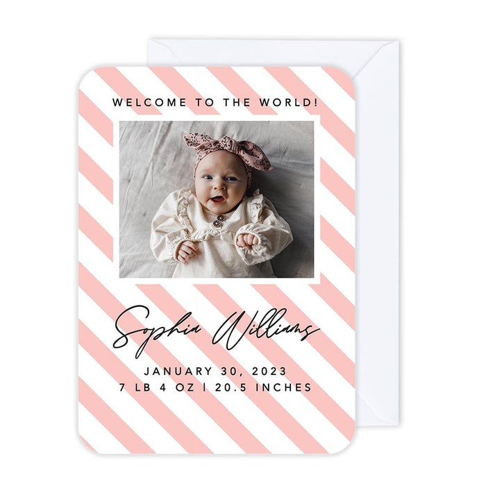 Custom Baby Photo Announcement Cards with Envelopes for Keepsake Notes, Set of 24-Set of 24-Andaz Press-Hello Heart-