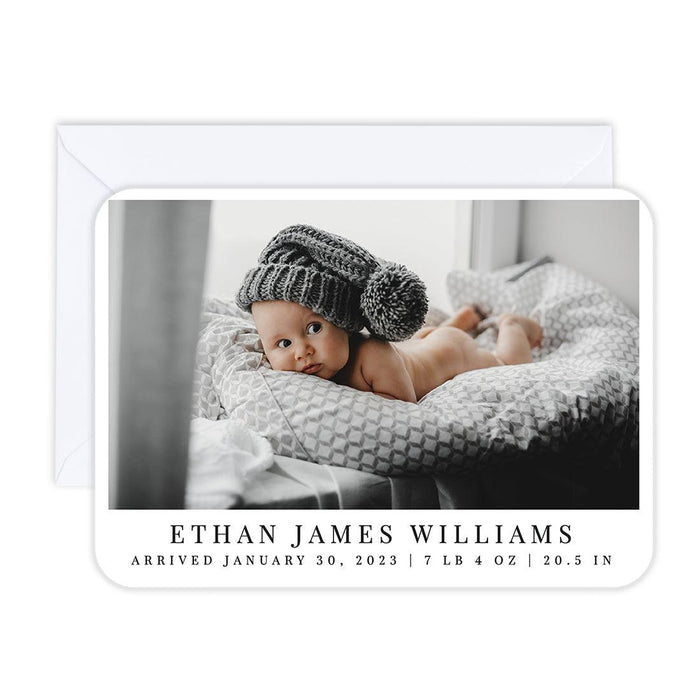 Custom Baby Photo Announcement Cards with Envelopes for Keepsake Notes, Set of 24-Set of 24-Andaz Press-Hello Heart-