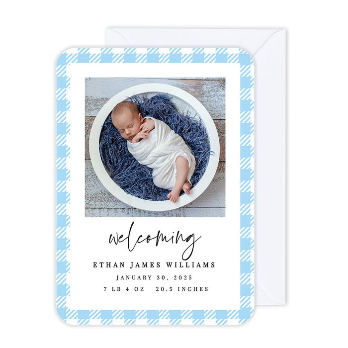 Custom Baby Photo Announcement Cards with Envelopes for Keepsake Notes, Set of 24-Set of 24-Andaz Press-Hello Heart-