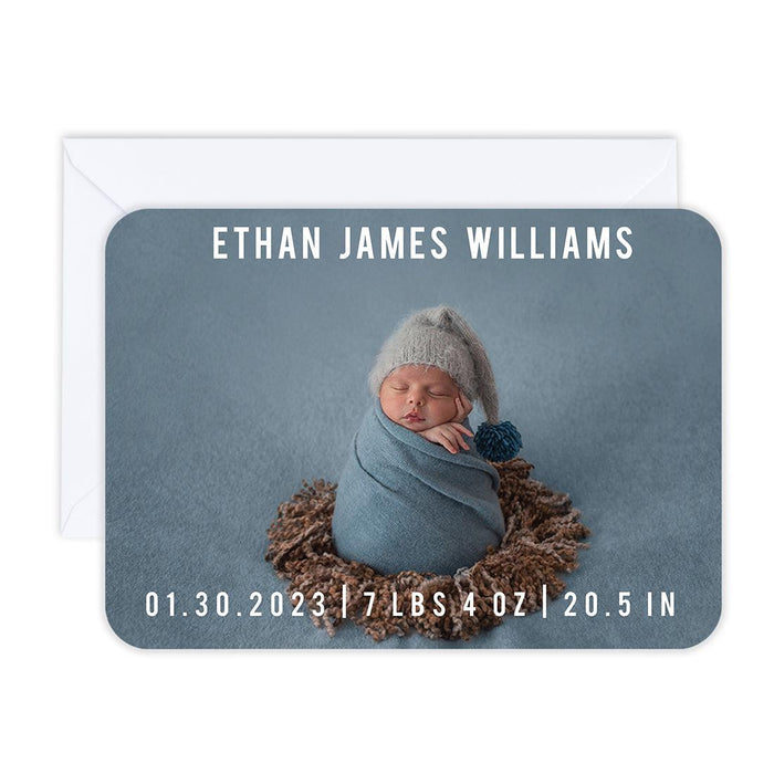 Custom Baby Photo Announcement Cards with Envelopes for Keepsake Notes, Set of 24-Set of 24-Andaz Press-Hello Heart-