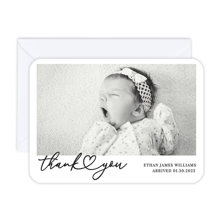 Custom Baby Photo Announcement Cards with Envelopes for Keepsake Notes, Set of 24-Set of 24-Andaz Press-Hello Heart-