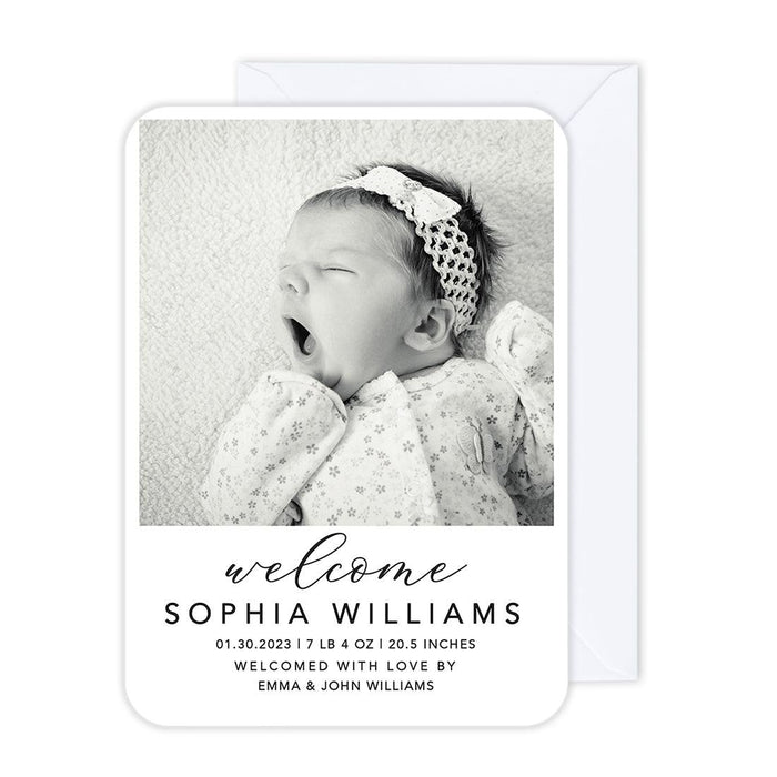 Custom Baby Photo Announcement Cards with Envelopes for Keepsake Notes, Set of 24-Set of 24-Andaz Press-Hello Heart-