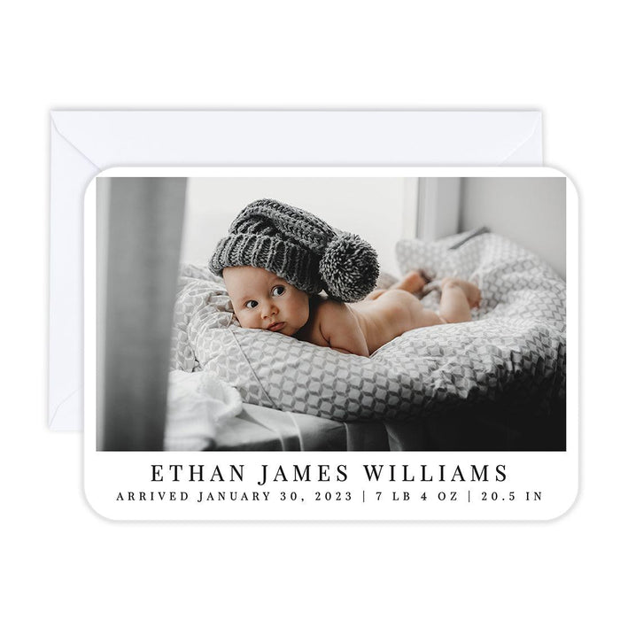 Custom Baby Photo Announcement Cards with Envelopes for Keepsake Notes, Set of 24-Set of 24-Andaz Press-Classic-