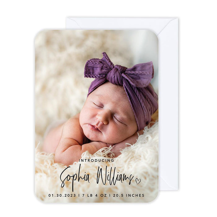Custom Baby Photo Announcement Cards with Envelopes for Keepsake Notes, Set of 24-Set of 24-Andaz Press-Introducing - 2-