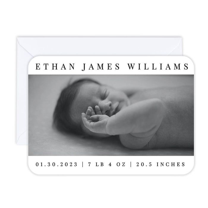 Custom Baby Photo Announcement Cards with Envelopes for Keepsake Notes, Set of 24-Set of 24-Andaz Press-Modern Minimal-