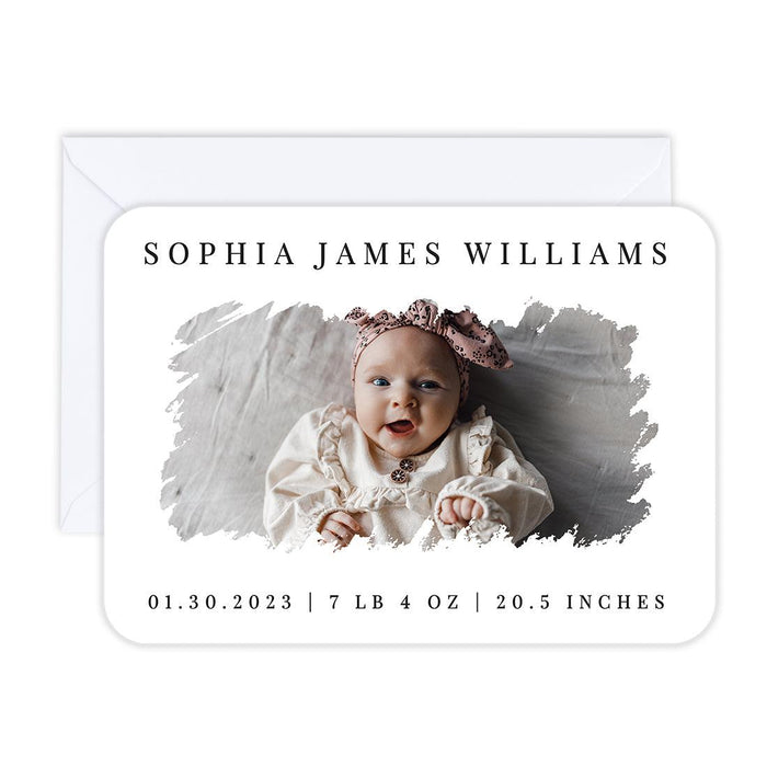 Custom Baby Photo Announcement Cards with Envelopes for Keepsake Notes, Set of 24-Set of 24-Andaz Press-Watercolor Swatch-