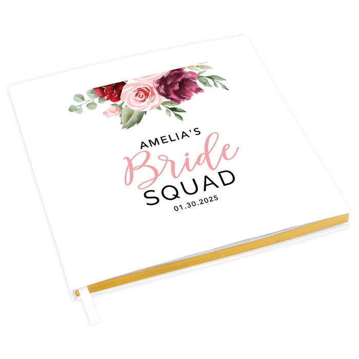Custom Bachelorette Party Notebook with Gold Accents for The Bride to Be - 28 Designs-Set of 1-Andaz Press-Floral Bride Squad-