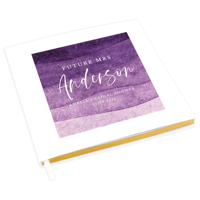 Custom Bachelorette Party Notebook with Gold Accents for The Bride to Be - 28 Designs-Set of 1-Andaz Press-Future Mrs Purple Watercolor-