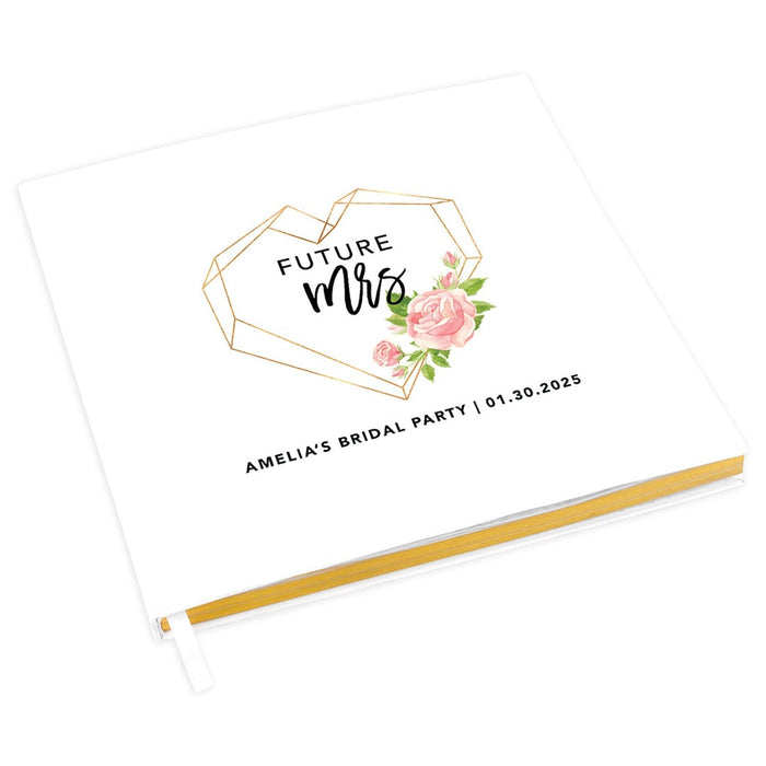 Custom Bachelorette Party Notebook with Gold Accents for The Bride to Be - 28 Designs-Set of 1-Andaz Press-Geometric Heart Mrs.-