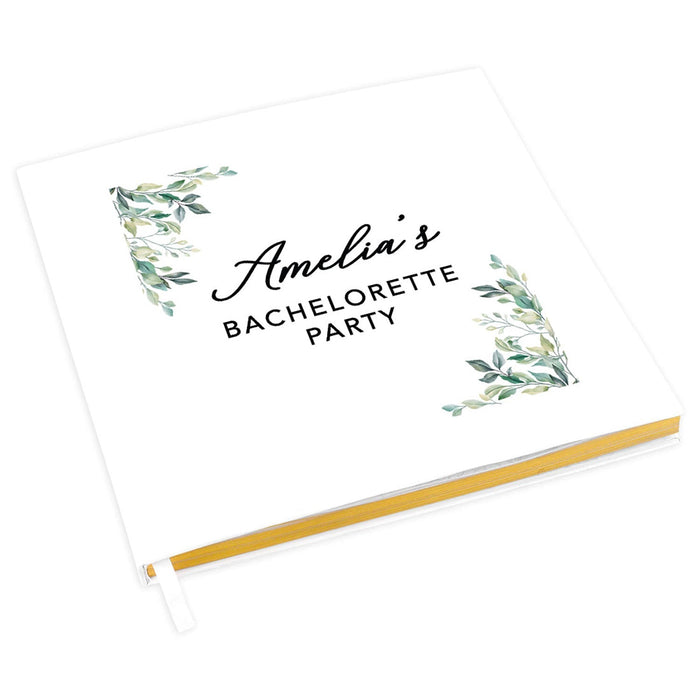 Custom Bachelorette Party Notebook with Gold Accents for The Bride to Be - 28 Designs-Set of 1-Andaz Press-Greenery Foliage-
