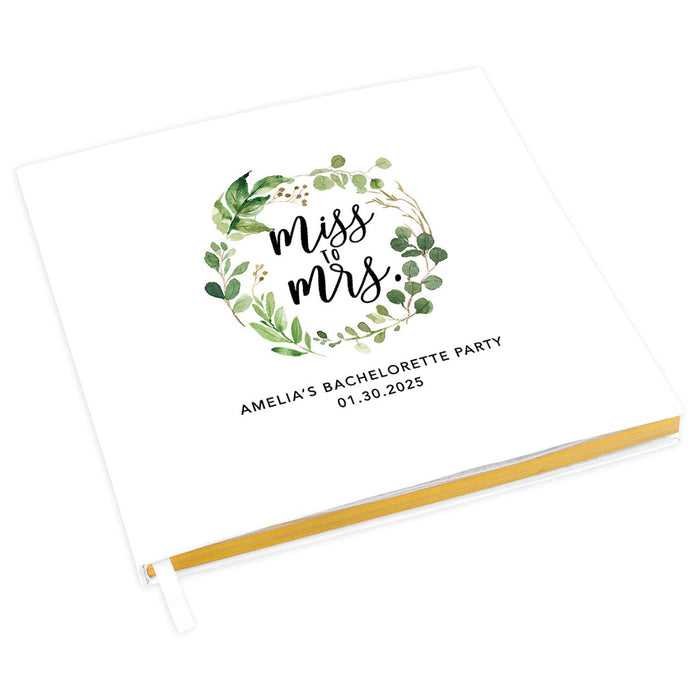 Custom Bachelorette Party Notebook with Gold Accents for The Bride to Be - 28 Designs-Set of 1-Andaz Press-Greenery Miss to Mrs-