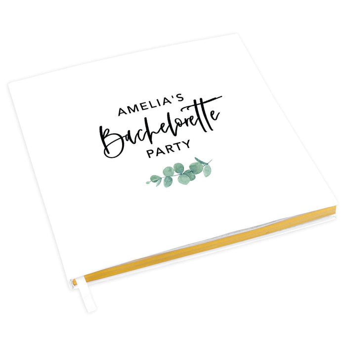 Custom Bachelorette Party Notebook with Gold Accents for The Bride to Be - 28 Designs-Set of 1-Andaz Press-Minimal Eucalyptus Leaf Bachelorette-