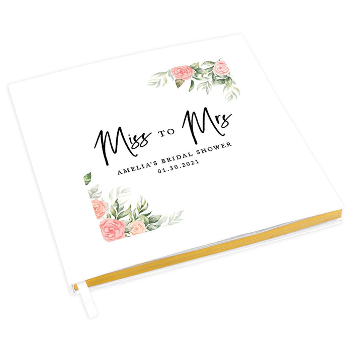 Custom Bachelorette Party Notebook with Gold Accents for The Bride to Be - 28 Designs-Set of 1-Andaz Press-Miss to Mrs Peach Roses-
