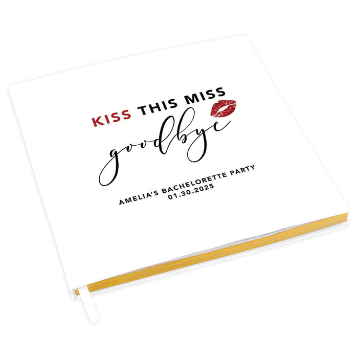 Custom Bachelorette Party Notebook with Gold Accents for The Bride to Be - 28 Designs-Set of 1-Andaz Press-Red Kiss the Miss Goodbye-