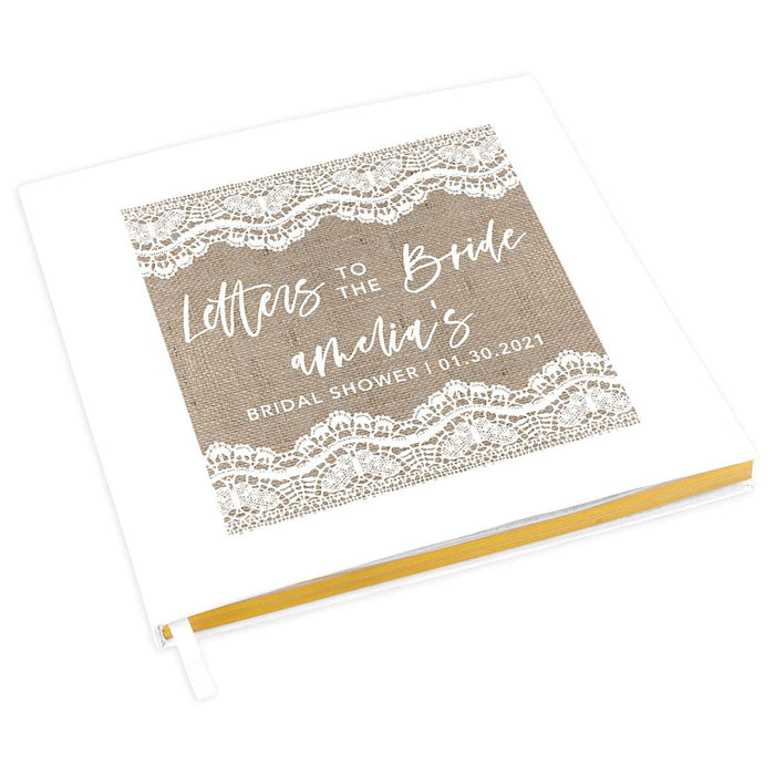 Custom Bachelorette Party Notebook with Gold Accents for The Bride to Be - 28 Designs-Set of 1-Andaz Press-Rustic Lace Letters - Bride-