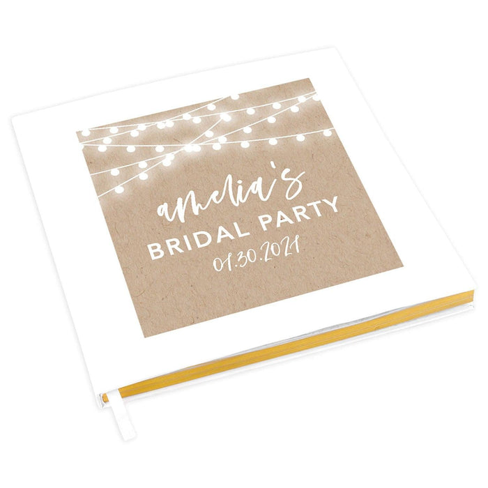 Custom Bachelorette Party Notebook with Gold Accents for The Bride to Be - 28 Designs-Set of 1-Andaz Press-Rustic String Lights-