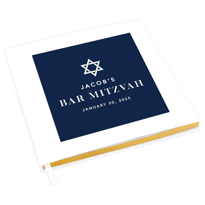 Custom Bar/Bat Mitzvah Guest Book with Gold Accents, Album for Girls, or Boys, Set of 1-Set of 1-Andaz Press-Classic-