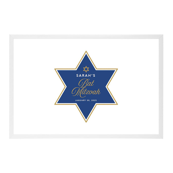 Custom Bar/Bat Mitzvah Signature Frame Guest Book Alternative, Set of 1-Set of 1-Andaz Press-Tile Design-