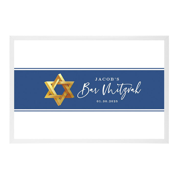 Custom Bar/Bat Mitzvah Signature Frame Guest Book Alternative, Set of 1-Set of 1-Andaz Press-Tile Design-