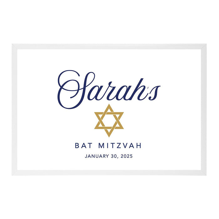 Custom Bar/Bat Mitzvah Signature Frame Guest Book Alternative, Set of 1-Set of 1-Andaz Press-Tile Design-
