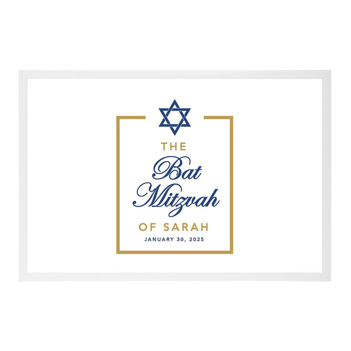 Custom Bar/Bat Mitzvah Signature Frame Guest Book Alternative, Set of 1-Set of 1-Andaz Press-Gold Border-