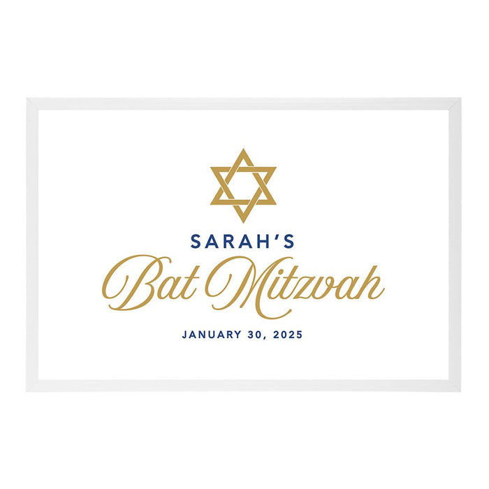 Custom Bar/Bat Mitzvah Signature Frame Guest Book Alternative, Set of 1-Set of 1-Andaz Press-Gold Script-