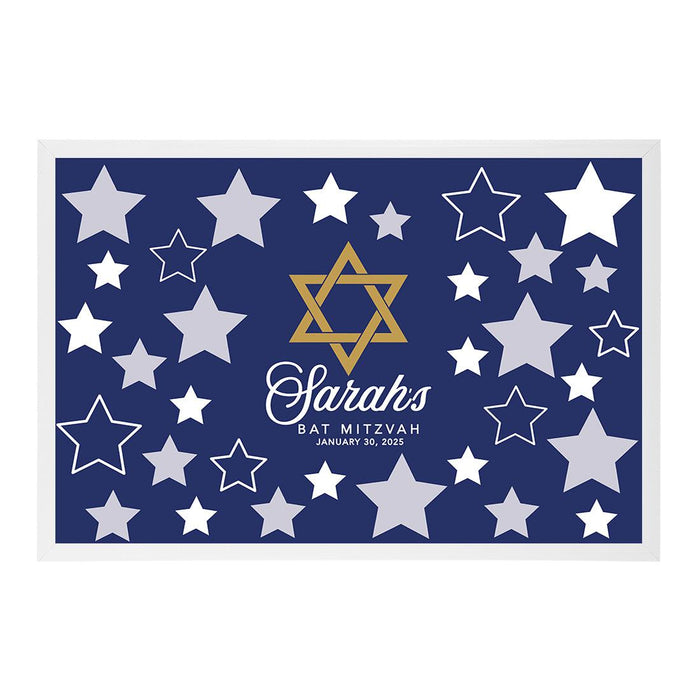 Custom Bar/Bat Mitzvah Signature Frame Guest Book Alternative, Set of 1-Set of 1-Andaz Press-Gold Star of David-