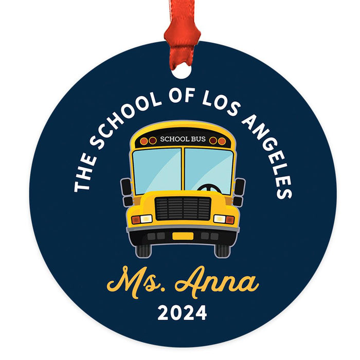 Custom Best School Bus Driver Ornament Metal Bus Driver Appreciation Christmas Gift-Set of 1-Andaz Press-Best Bus Driver Ever-