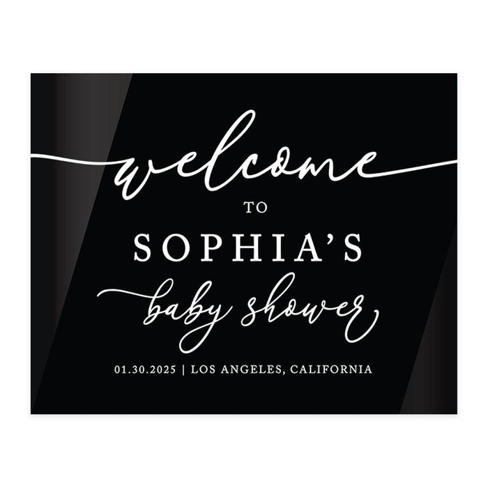 Custom Black Acrylic Baby Shower Welcome Sign, Large Gender-Neutral Decorative Sign, 16'' x 20''-Set of 1-Andaz Press-Classic-