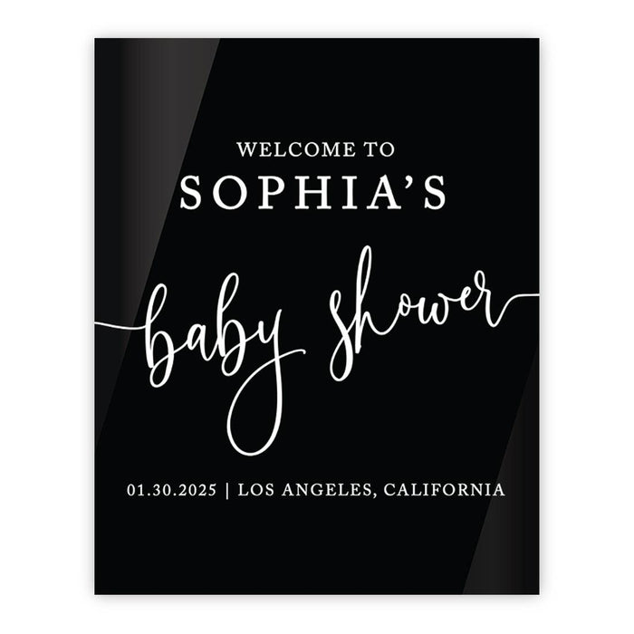 Custom Black Acrylic Baby Shower Welcome Sign, Large Gender-Neutral Decorative Sign, 16'' x 20''-Set of 1-Andaz Press-Modern-