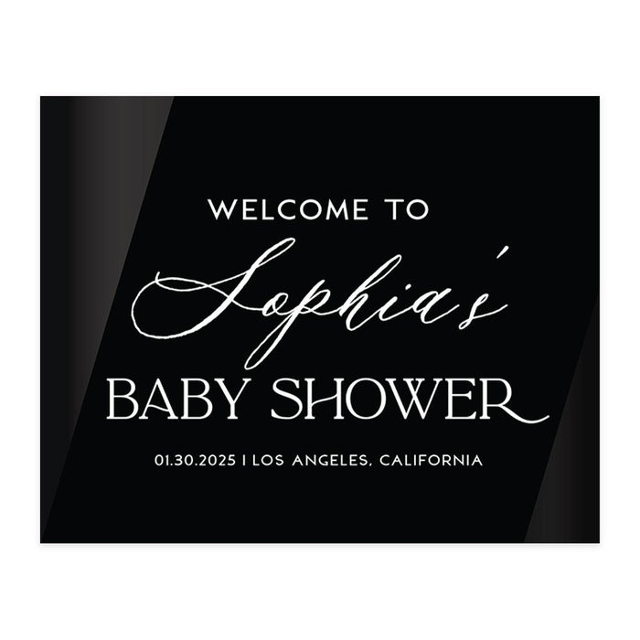 Custom Black Acrylic Baby Shower Welcome Sign, Large Gender-Neutral Decorative Sign, 16'' x 20''-Set of 1-Andaz Press-Vintage-