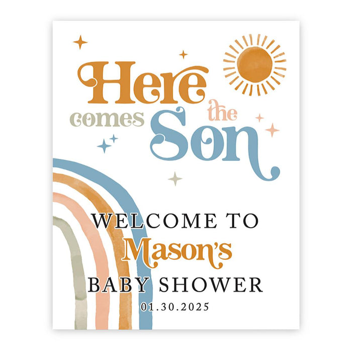 Custom Blooming Baby Shower: Floral Canvas Decor & Guest Book Alternative-Set of 1-Andaz Press-Here Comes the Son-