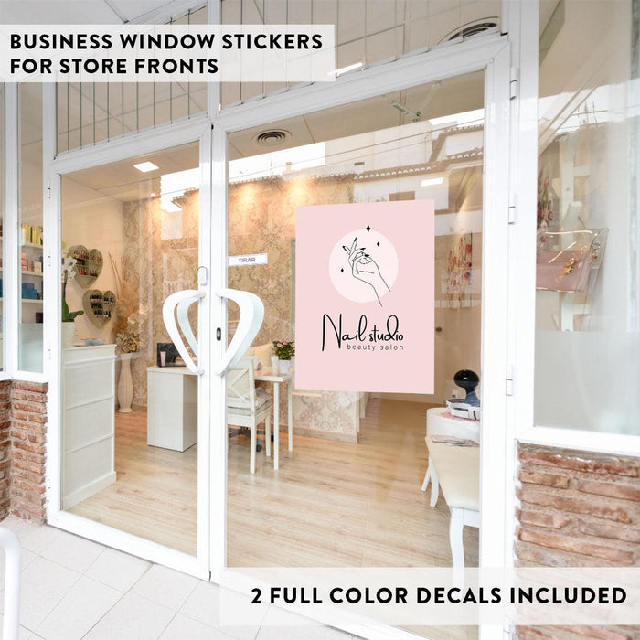 Custom Business Logo Window Decals Waterproof 8.5"x11-Set of 2-Andaz Press-8.5 x 11-inch Clear Decal-