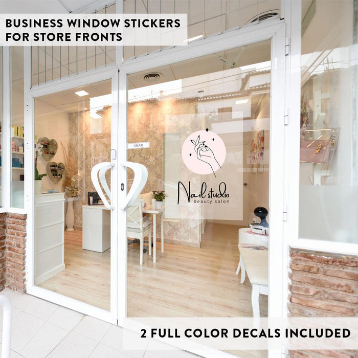 Custom Business Logo Window Decals Waterproof 8.5"x11-Set of 2-Andaz Press-8.5 x 11-inch Clear Decal-