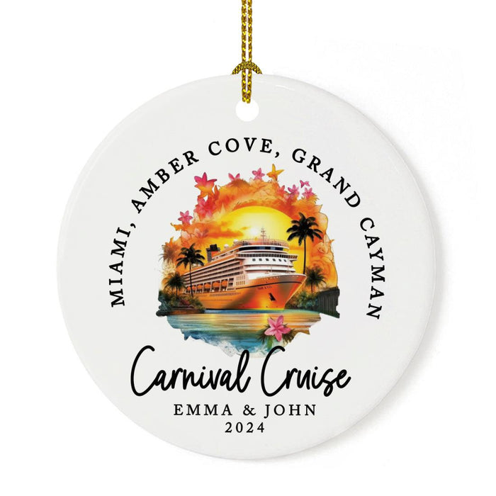 Custom Ceramic Cruise Ship 20XX Ornament for Christmas Tree, For Couples & Family-Set of 1-Andaz Press-Ceramic Our First Cruise-