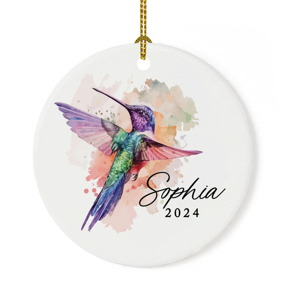 Custom Ceramic Hummingbird Ornament Watercolor Christmas Tree Memorial Decor-Set of 1-Andaz Press-