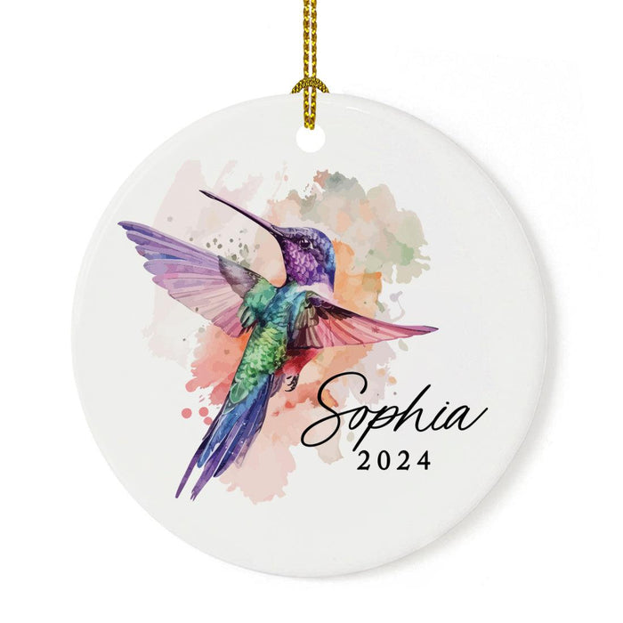 Custom Ceramic Hummingbird Ornament Watercolor Christmas Tree Memorial Decor-Set of 1-Andaz Press-