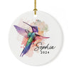 Custom Ceramic Hummingbird Ornament Watercolor Christmas Tree Memorial Decor-Set of 1-Andaz Press-