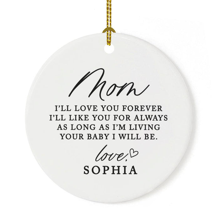 Custom Ceramic Mom Ornament, 20XX Christmas Decoration, Mom Gift Keepsake-Set of 1-Andaz Press-Mom Ornament-