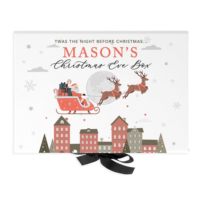 Custom Christmas Eve Box for Kids, Xmas Gifts, Closed Lid, 3 Ribbon Colors, Set of 1-Set of 1-Andaz Press-North Pole Air Mail-