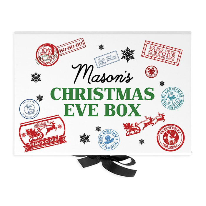 Custom Christmas Eve Box for Kids, Xmas Gifts, Closed Lid, 3 Ribbon Colors, Set of 1-Set of 1-Andaz Press-North Pole Air Mail-