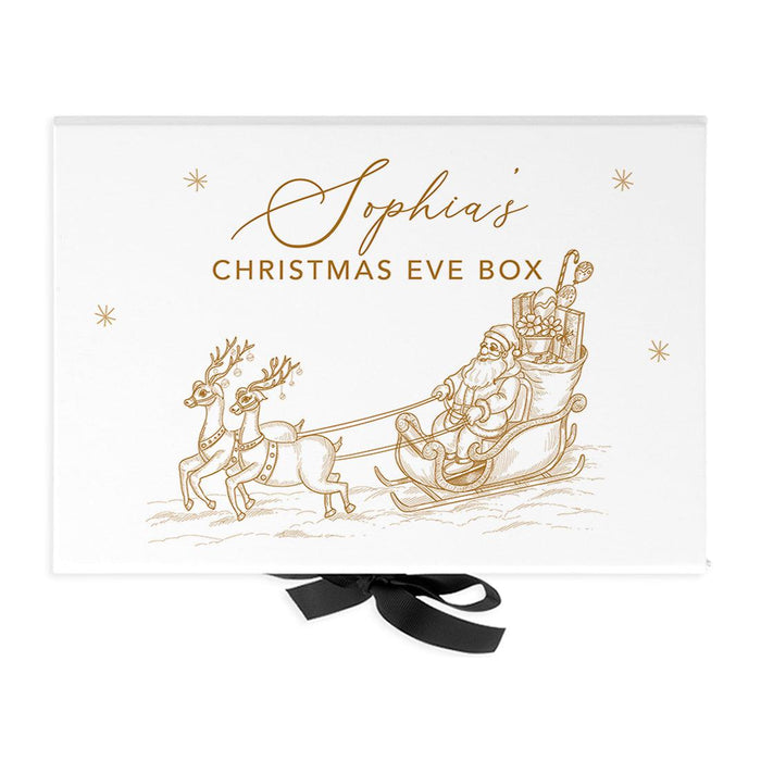 Custom Christmas Eve Box for Kids, Xmas Gifts, Closed Lid, 3 Ribbon Colors, Set of 1-Set of 1-Andaz Press-Vintage Santa Claus-