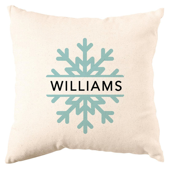 Custom Christmas Pillow Cover, Holiday Decor Gift, Set of 1-Set of 1-Andaz Press-Snowflake Family Name-