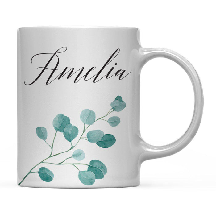 Custom Eucalyptus Leaves Greenery Coffee Mug-Set of 1-Andaz Press-Bridesmaid Custom-