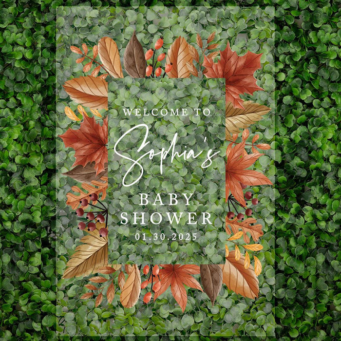 Custom Fall Baby Shower Welcome Acrylic Signs, 16 x 24 Inches-Set of 1-Andaz Press-Minimal Modern-