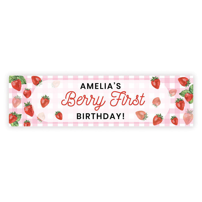 Custom First Birthday Decor: Banner & Backdrop for Girls, Set of 1-Set of 1-Andaz Press-Berry Firsty Birthday-