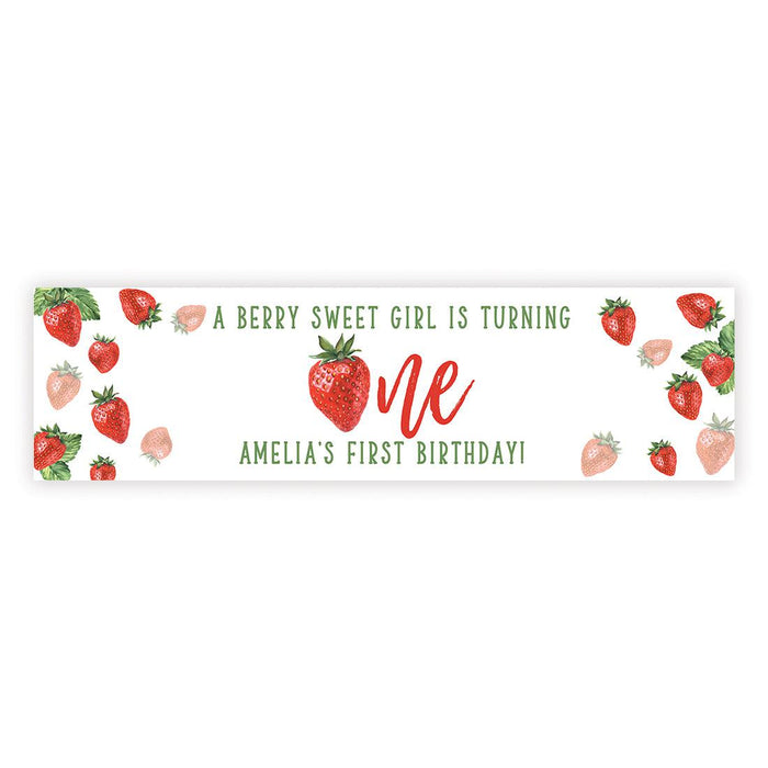 Custom First Birthday Decor: Banner & Backdrop for Girls, Set of 1-Set of 1-Andaz Press-Berry Sweet Girl-