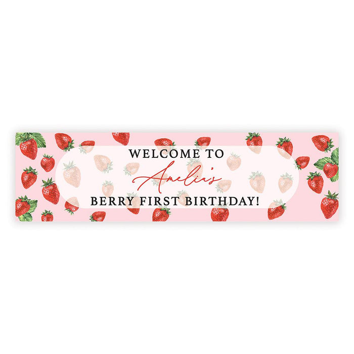 Custom First Birthday Decor: Banner & Backdrop for Girls, Set of 1-Set of 1-Andaz Press-Berry Firsty Birthday-